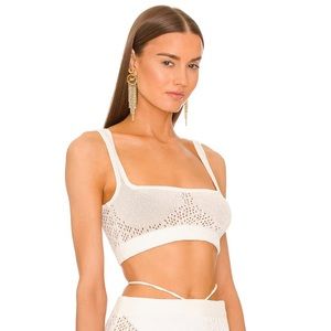 MICHAEL COSTELLO | Vera Cropped Knit Top in Ivory | Size: Medium